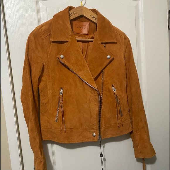 BLANK NYC moto jacket suede buttercup w/fringe NEW Small - Picture 3 of 10